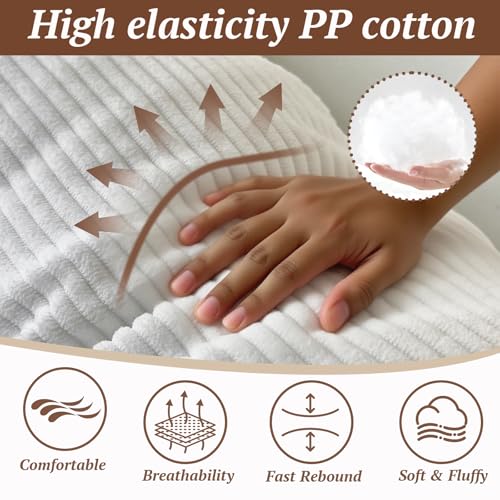 Twin XL Wedge Headboard Pillow for Bed Reading Support White