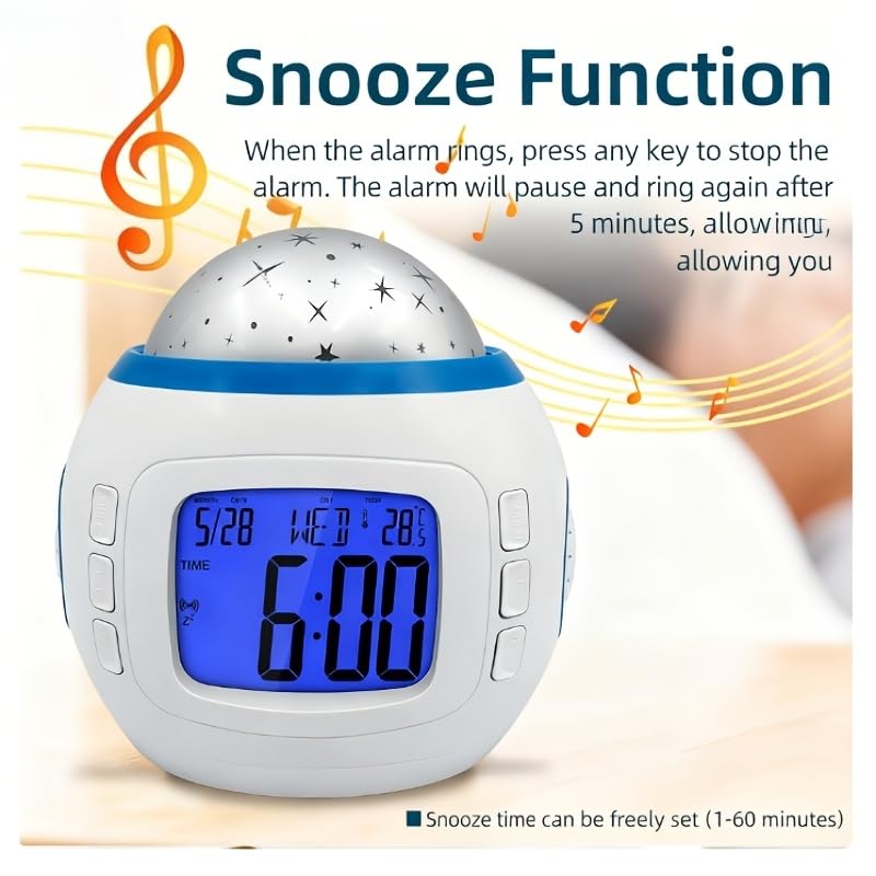 Starry Sky Projection Alarm Clock with Music Function