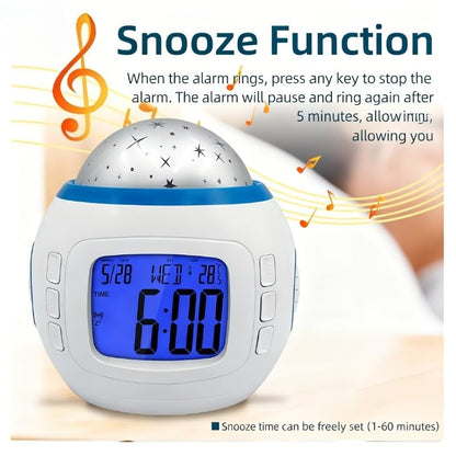 Starry Sky Projection Alarm Clock with Music Function