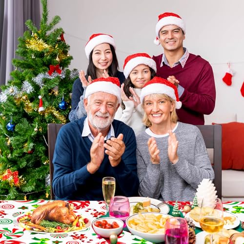 Christmas Candy Cane Plastic Tablecloth Set - 3 Pieces, 54x108 Inches