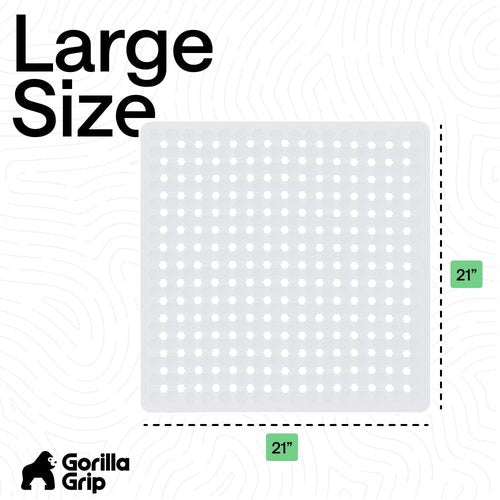 GORILLA GRIP Patented Square Shower Stall Mat, Small Bathtub Floor Mats for Stand Up Showers with Suction Cups and Drainage Holes, Machine Wash, Soft on Feet, Bathroom Accessories 21x21 Inch, White