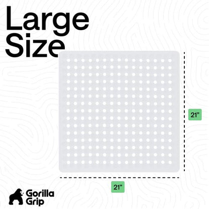 GORILLA GRIP Patented Square Shower Stall Mat, Small Bathtub Floor Mats for Stand Up Showers with Suction Cups and Drainage Holes, Machine Wash, Soft on Feet, Bathroom Accessories 21x21 Inch, White