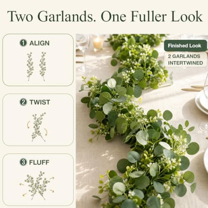 Artificial Eucalyptus Garland 4 Pack - 5.9 Ft Lush Greenery for Wedding Decor
