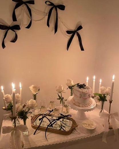 Skiennix 30 Pack Black Bow Cupcake Toppers - Elegant Ribbon Bows for Birthday & Baby Shower Decor