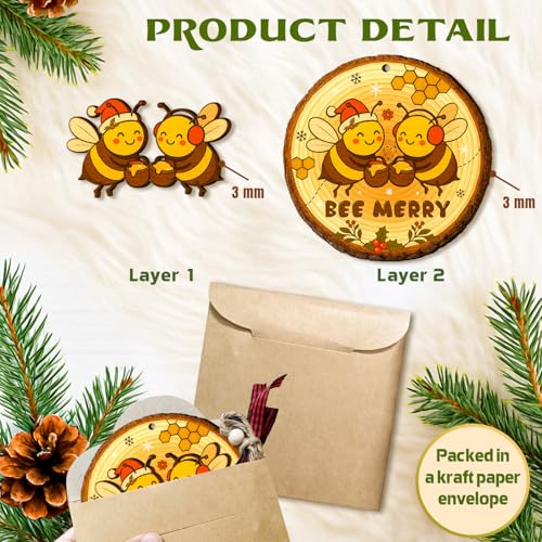 Bee Merry Christmas Ornament - Cute Honey Bee Decor for Holiday Tree