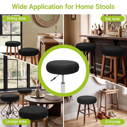 Black 2 Pack Round Bar Stool Covers 12-14 Inch Elastic Washable