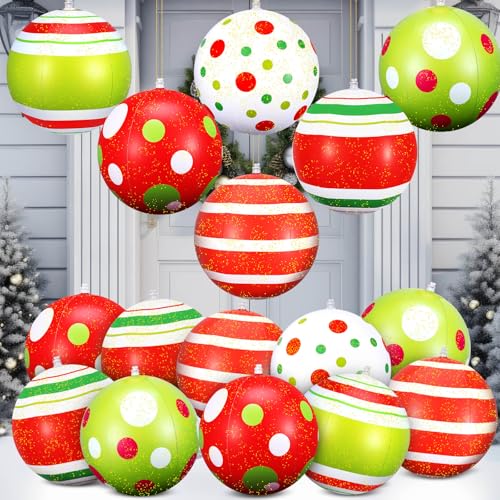 Multicolour 12-Inch Inflatable Christmas Ball Ornaments Outdoor Decorations - Small