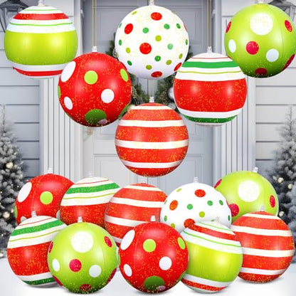 Multicolour 12-Inch Inflatable Christmas Ball Ornaments Outdoor Decorations - Small