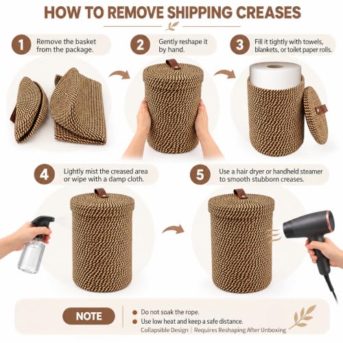 Freestanding Cotton & Jute Toilet Paper Holder with Lid - Khaki
