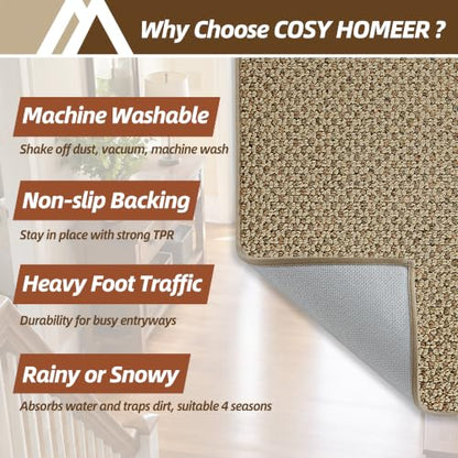 Indoor Door Mat Non-Slip Dirt Trapper 20x32 Inches Beige - Rectangular