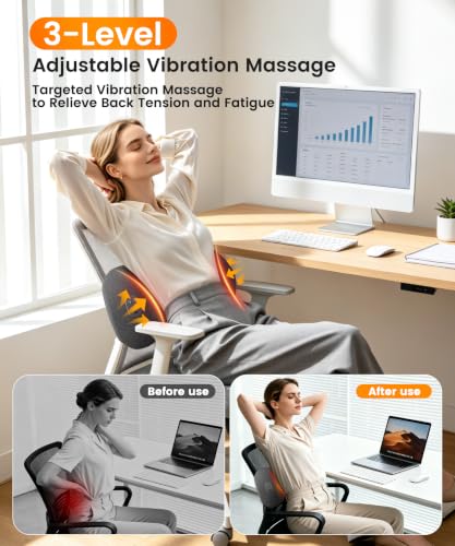 Rechargeable 3-in-1 Lumbar Massager Pillow with Heat & Vibration