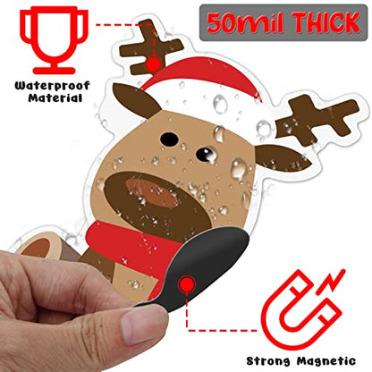 16Pcs Christmas Car Magnets Set - Reindeer, Santa, Snowman & Holiday Decorations