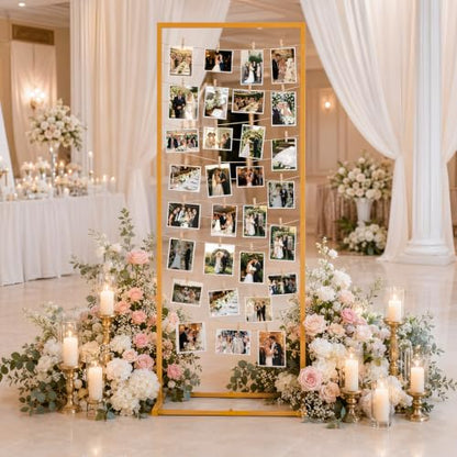 Gold Photo Display Board with Clips & Rope for Graduation & Weddings