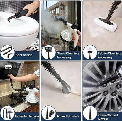 Handheld Steam Cleaner, a versatile and portable home cleaning device, comes with a 10-piece accessory set. Effortlessly removes stubborn stains like dirt and grease, saving you time and effort.
