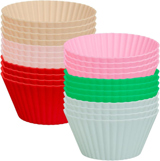 Tacken Silicone Cupcake Baking Cups - Heavy-Duty Non-Stick Liners | 24 Pack, Dishwasher Safe
