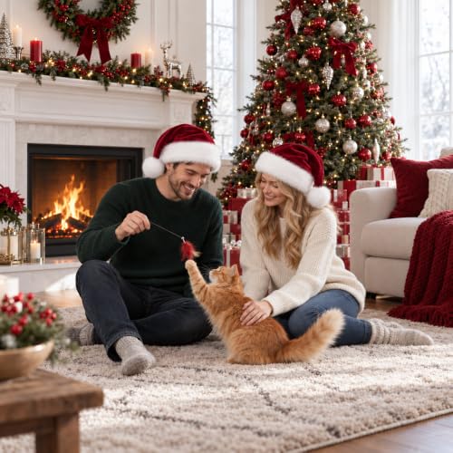 Unisex Velvet Christmas Santa Hat - Extra Thick Red Holiday Hat