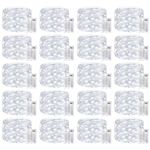 Battery Operated Fairy Lights 20 Pack 16FT Cool White Timer String Lights