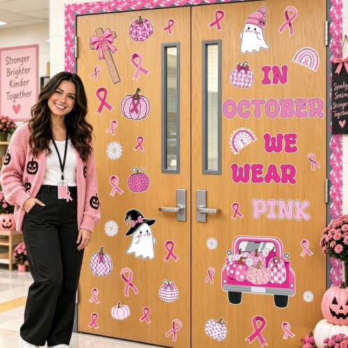 Breast Cancer Awareness Tree Bulletin Board Decor Set with 118 Pieces
