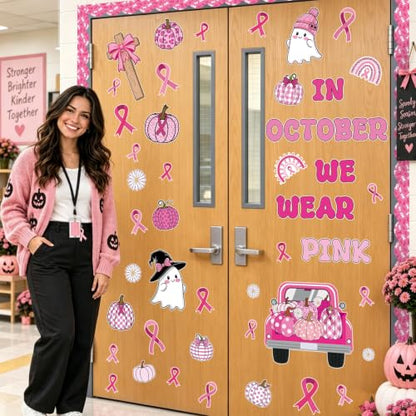 Breast Cancer Awareness Tree Bulletin Board Decor Set with 118 Pieces