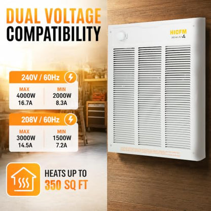 Electric Wall Heater with Thermostat - Fast & Efficient Space Heating