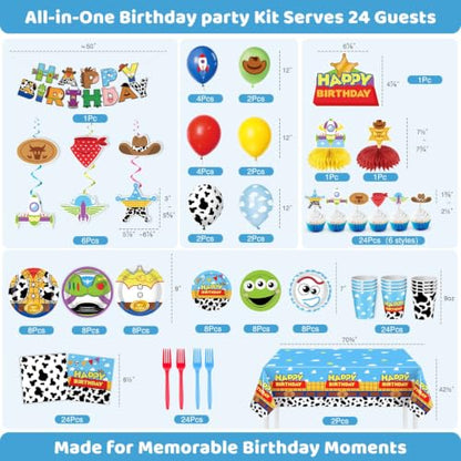 Toy Birthday Party Decor Set for 24 Guests - 179 Pieces