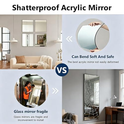 8x10 Inch Acrylic Mirror Tiles - Self-Adhesive Wall Mirror Set, Pack of 4