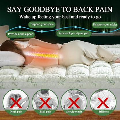 Twin XL Cloud Mattress Topper with 3D Box Support and Cooling Bamboo Fabric
