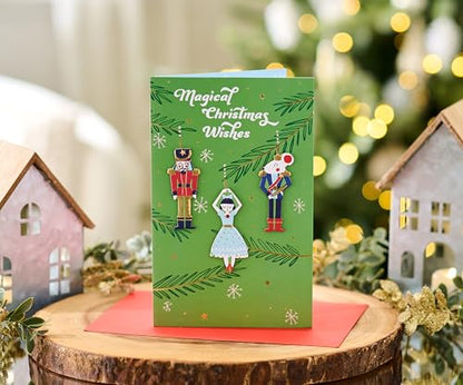 Christmas Card with Nutcracker Ornaments - Holiday Greetings for Family & Friends (Variation of Xmas Ornaments)