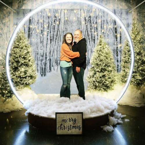 Lighted Christmas Snow Globe Photo Booth Kit with Metal Arch and Backdrop