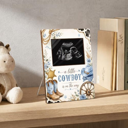 Cowboy Ultrasound Sonogram Picture Frame - Western Pregnancy Keepsake - Variation of THIS listing