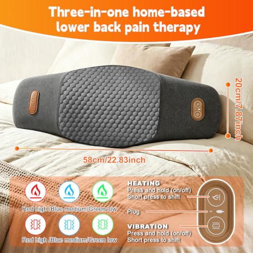 Lumbar Support Pillow with Triple Fusion Back Massager for Posture Relief
