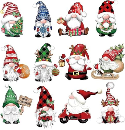 12 Pack Christmas Gnome Wooden Ornaments Holiday Tree Decor