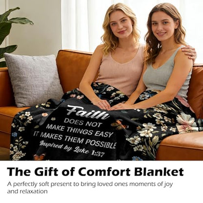 Faith Throw Blanket for Women 60x50 Inches Christian Religious Gift for Women - Inspirational Home Decor