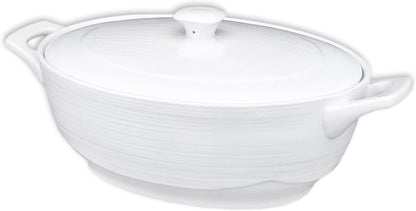 Regine Switzerland Oval Casserole Dish - 1.9 Quart French White Ceramic with Lids | 9" x 6.5" Baking Dish for Casseroles & Lasagna