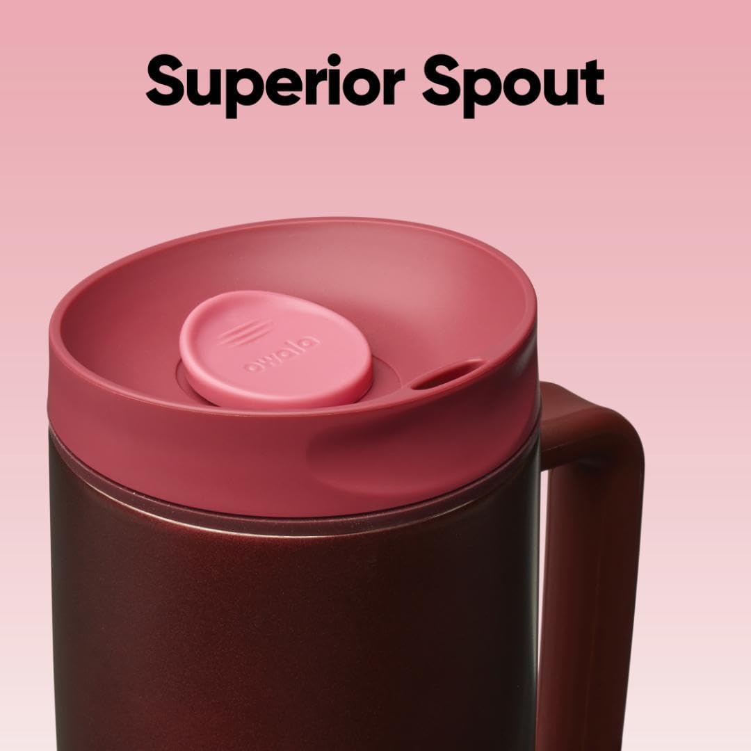 Owala SmoothSip Slider Travel Mug - 24 oz Stainless Steel, Leak Proof, Insulated for Hot & Cold Drinks - Black Cherry