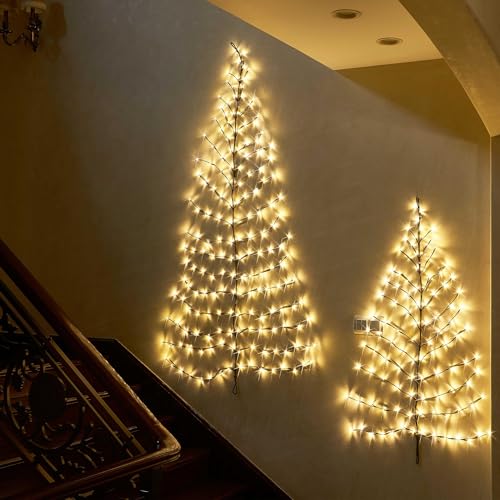 4FT LED Wall Tree with 108 Warm White Fairy Lights - Indoor Outdoor Holiday Decor