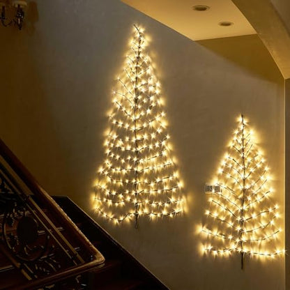 4FT LED Wall Tree with 108 Warm White Fairy Lights - Indoor Outdoor Holiday Decor
