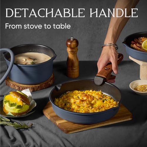 30 Pieces Titanium Cookware Set with Detachable Handles - Oven Safe, Nonstick Pots and Pans
