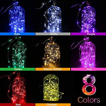 8 Pack Multicolor LED Fairy String Lights 10ft Battery Operated for DIY Crafts Weddings Parties