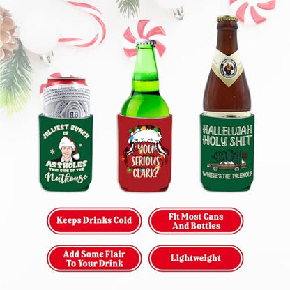 Christmas Vacation Can Cooler Sleeves - 8 Pcs Reusable 12oz Beer & Drink Covers