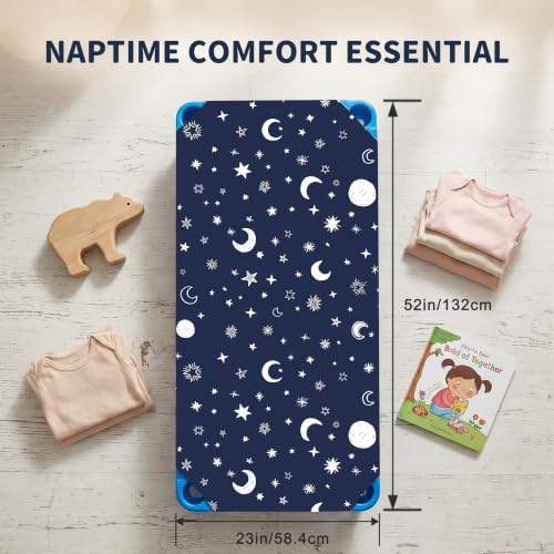 Starry Sky Fitted Cot Sheets for Daycare - 23x52 Inches, Pack of 4