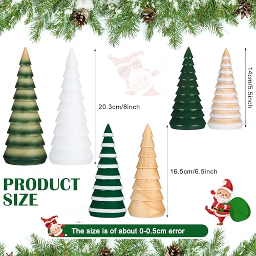 Colorful Farmhouse Wooden Christmas Trees - 6 Pcs Rustic Holiday Decor