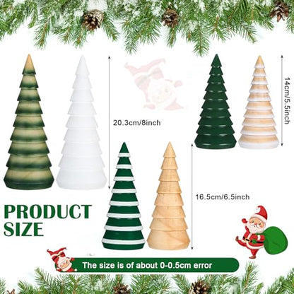 Colorful Farmhouse Wooden Christmas Trees - 6 Pcs Rustic Holiday Decor