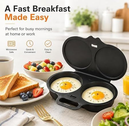 Dual Cavity Microwave Egg Poacher with Lid - Black | 2026 New