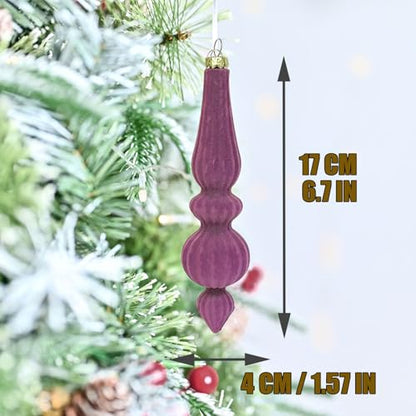 Lilac Velvet Christmas Ornaments Set 6.7 Inch - Shatterproof Ball Decor (6 Pieces)
