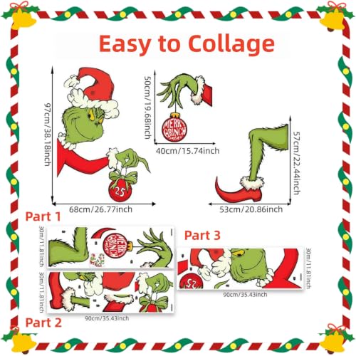 Large Christmas Door Stickers 52x48 Inches Holiday Window Wall Decal Seasonal Decor
