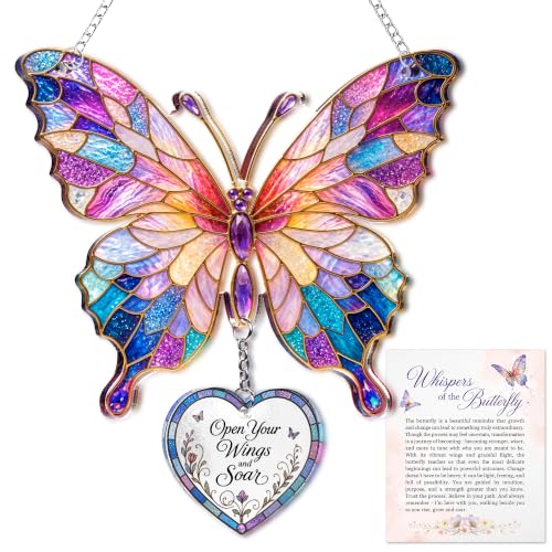 Butterfly Christmas Ornament for Tree - Colorful Acrylic Suncatcher Gift for Women - Variation: Butterfly