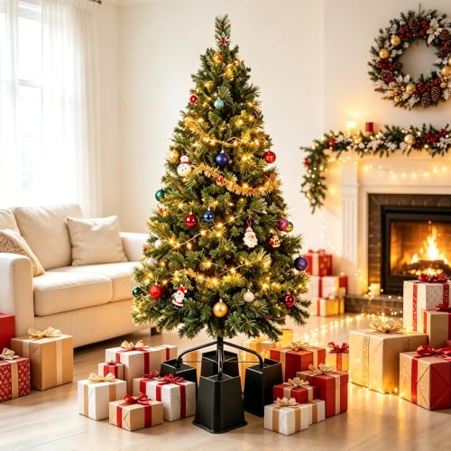 6 Inch Black Plastic Christmas Tree Risers Set of 4 - Space Saving Support