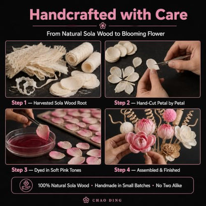 Reed Diffuser Sticks Set with Sola Wood Flowers & Rattan Refill - Unscented