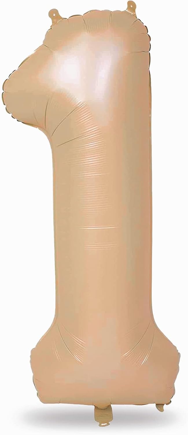 Skiennix 40-Inch Nude Number 1 Balloon - Giant Self-Inflating Tan Foil for 1st Birthday & Anniversary Celebrations
